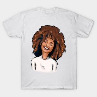 Kinky Curly Golden Afro with a Smile T-Shirt